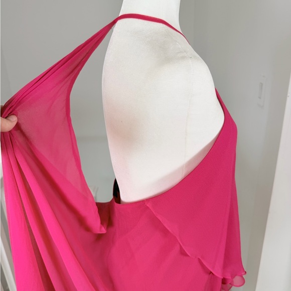 Olivaceous Silk Asymmetrical Summer Resort Dress Fuchsia size M Like New - Picture 8 of 8
